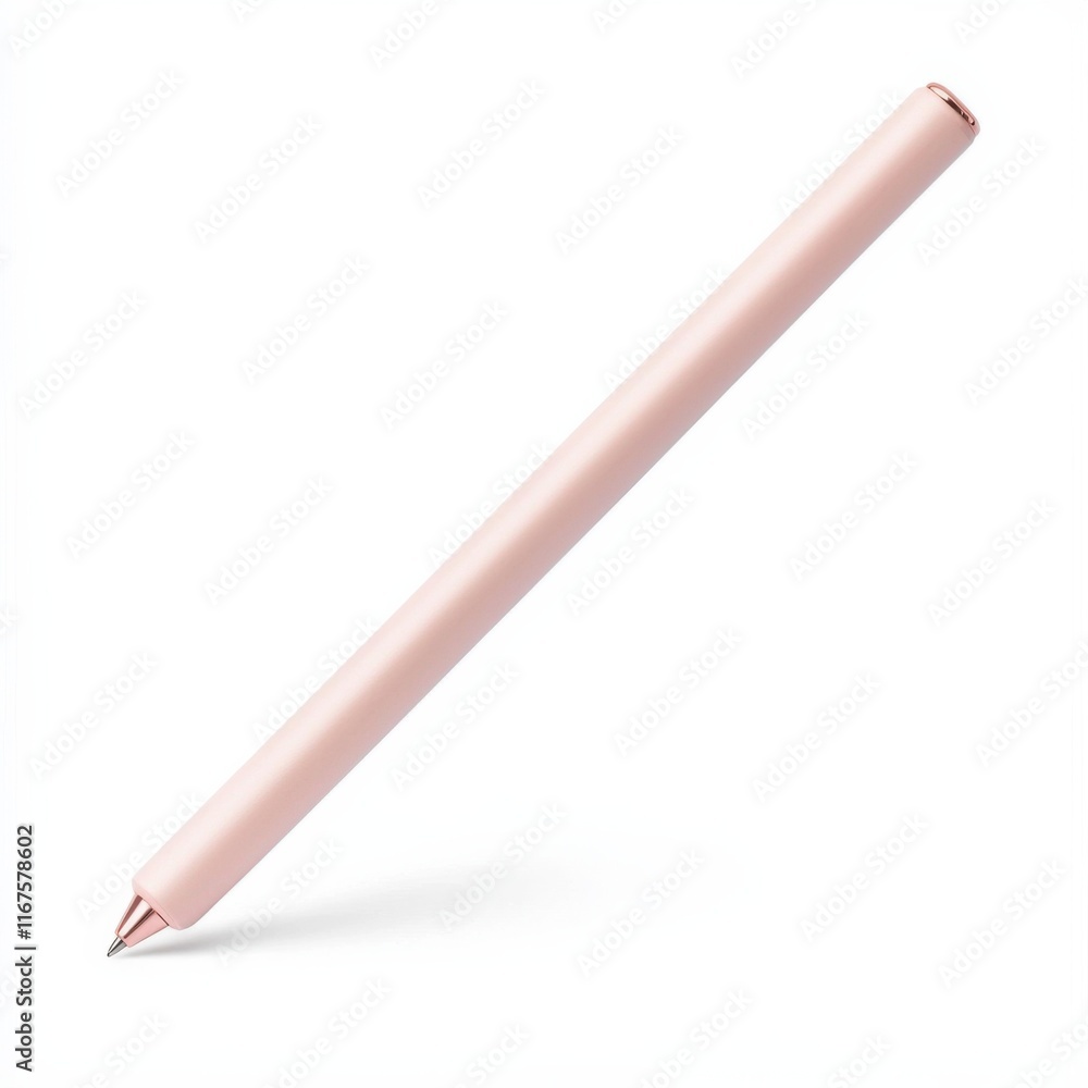 Writing tools for creatives a pink pen on a clean desk minimalism product photography close-up view, isolated on white background Writing tools for creatives a pink pen on a clean desk minimalism product photography close-up view, isolated on white background