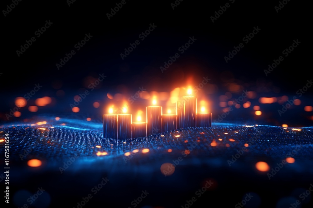 Fototapeta premium Dark Glowing Candles 3D Render