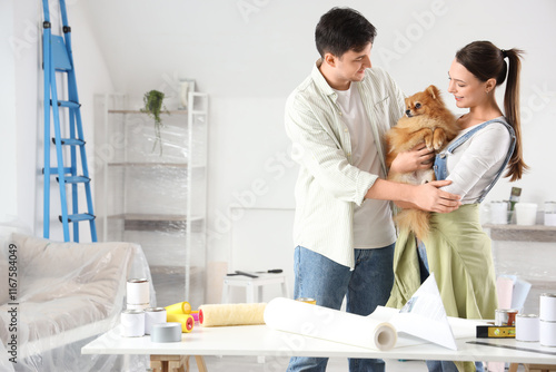 Young couple with Pomerania...