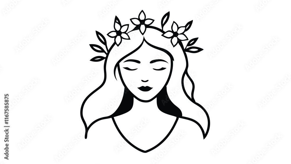 Portrait of a Woman with Flower Crown Portrait of a Woman with Flower Crown