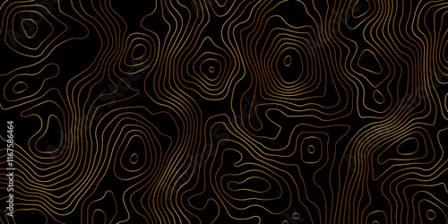 abstract golden topographic line Background of the topographic map. Topographic map lines, contour background. Geographic abstract grid.