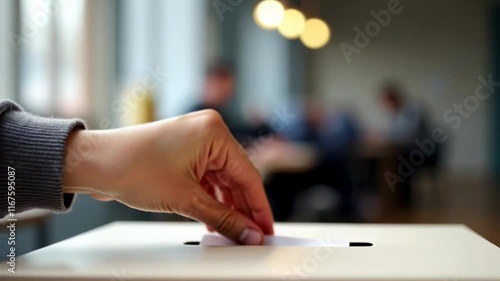 Wallpaper Mural Close-Up Animation of a Hand Inserting a Ballot into a Ballot Box During Elections Torontodigital.ca