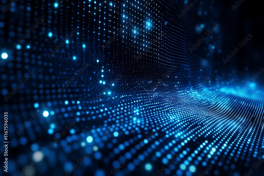 Abstract 3D Blue Glowing Dotted Network Background Abstract 3D Blue Glowing Dotted Network Background