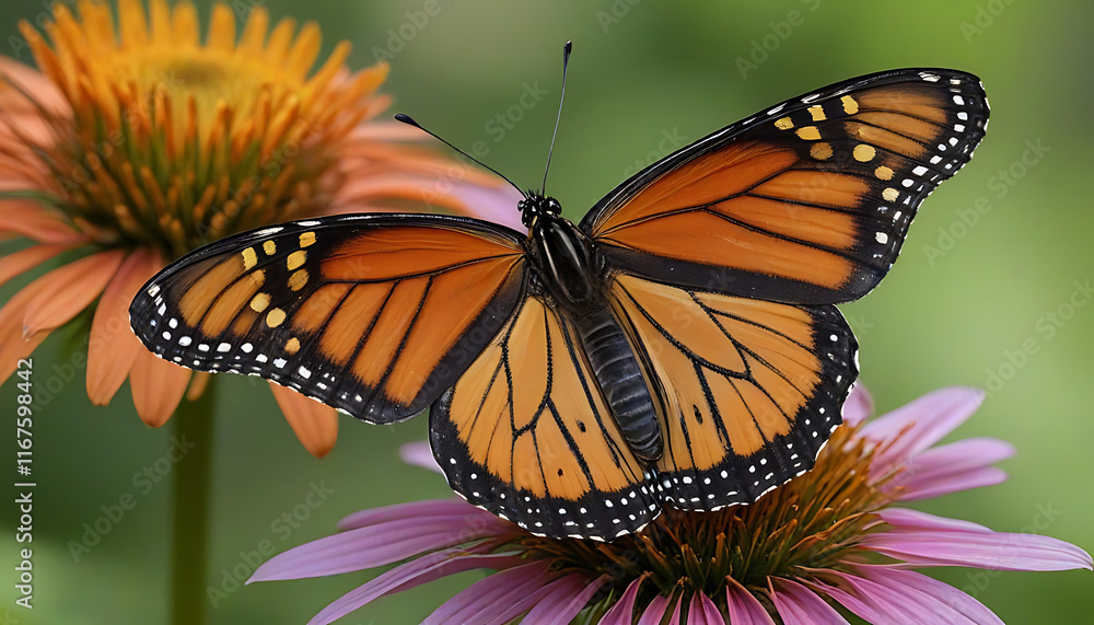 Fototapeta premium Monarch Butterfly on Purple Coneflower