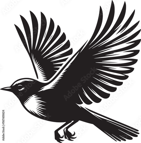  American Robin bird silhouette vector art illustration. American robin bird species vector design.