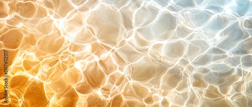 Wallpaper Mural Abstract image of shimmering light patterns on the water surface, blending warm orange and cool blue hues. Perfect for backgrounds, nature themes, or artistic projects. Torontodigital.ca