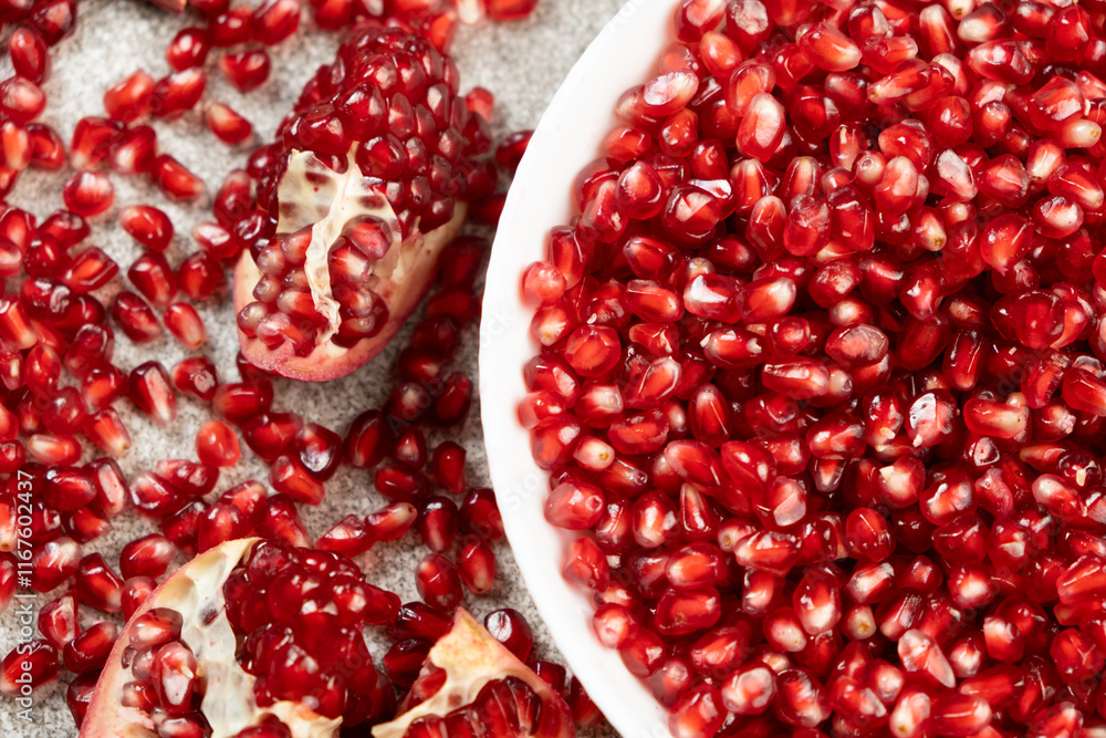 Ripe red pomegranate seeds close-up Ripe red pomegranate seeds close-up