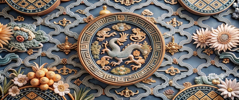 Obraz premium Ornate Chinese-inspired Design Pattern Background