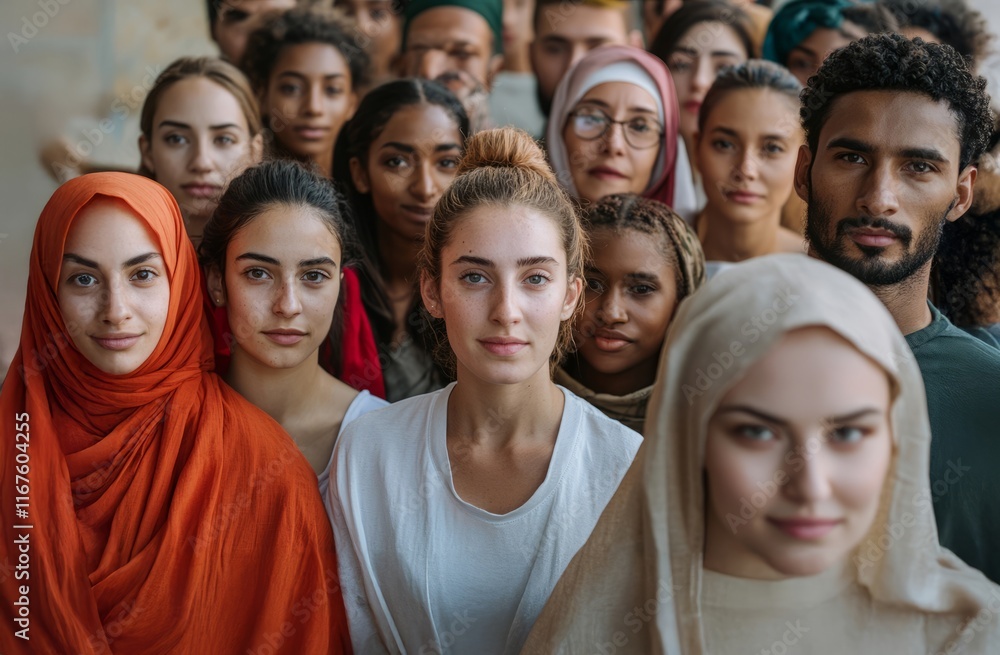 A diverse group of people from various races, ages, and beliefs smiling together at the camera. Generated image A diverse group of people from various races, ages, and beliefs smiling together at the camera. Generated image