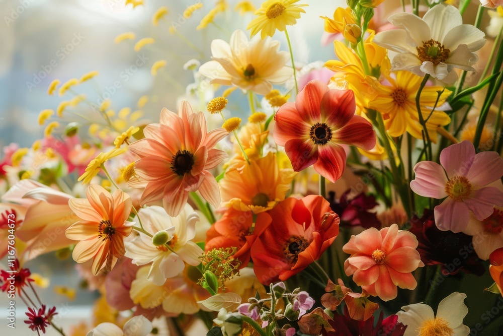 Vibrant spring flowers in sunlight Vibrant spring flowers in sunlight