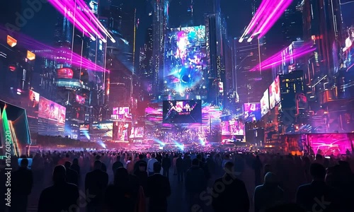 Wallpaper Mural Cyberpunk Concert: Neon City Spectacle Torontodigital.ca