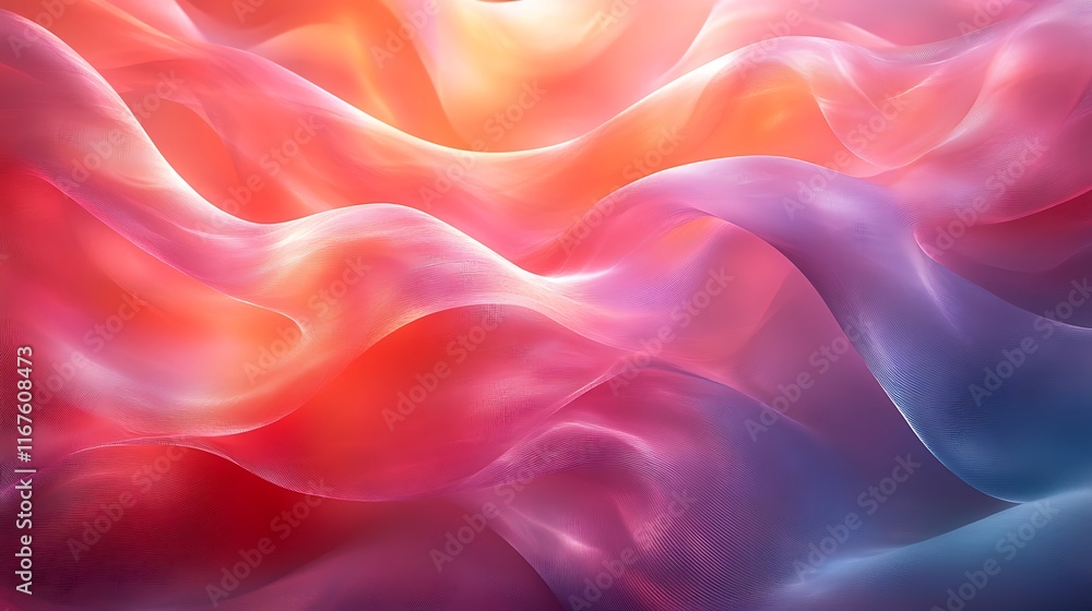 Obraz premium Abstract Wavy Fabric Texture in Pink Orange and Purple Hues