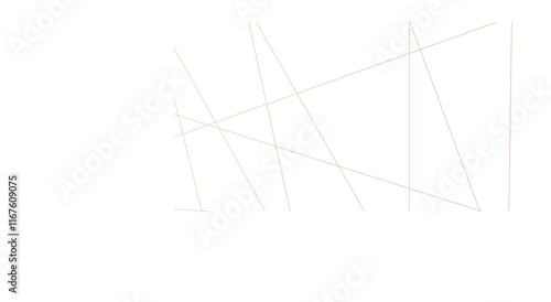 Abstract luxury gold geometric random chaotic lines with many squares and triangles shape on white background.