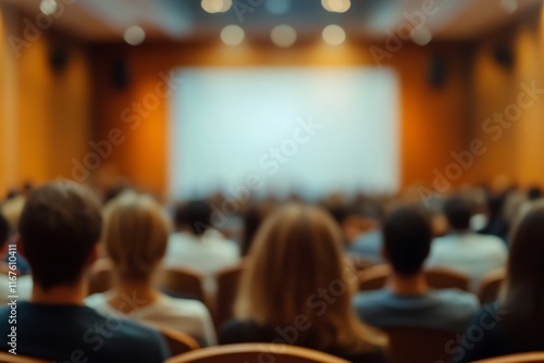 Blurred Audience Seated in Auditorium at Event