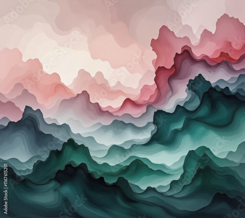 Abstract background with waves and clouds