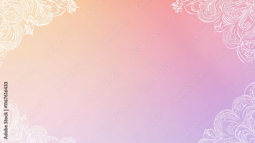Pastel Background with White Floral Corner Designs Pastel Background with White Floral Corner Designs