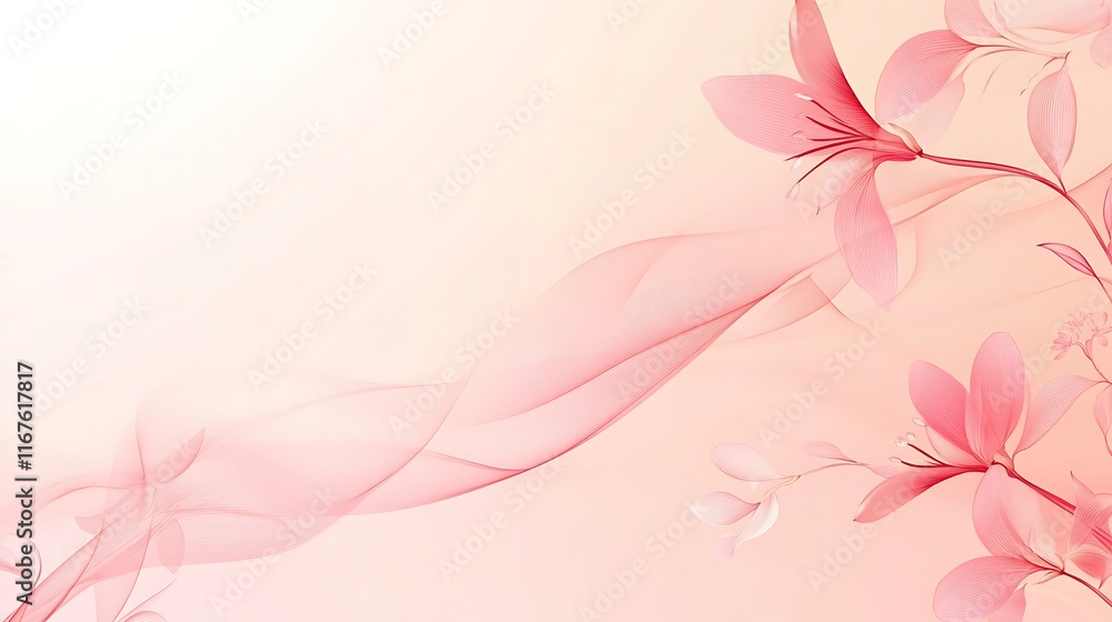Delicate Pink Flowers and Abstract Waves Design Delicate Pink Flowers and Abstract Waves Design