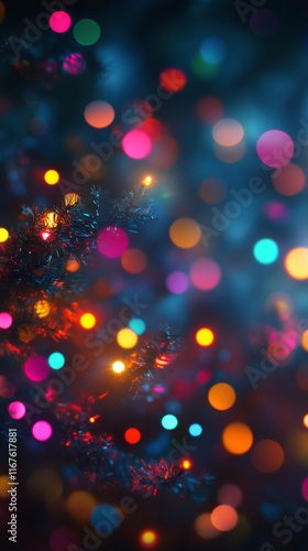 Colorful illuminated tunnel with silhouettes walking through a vibrant display