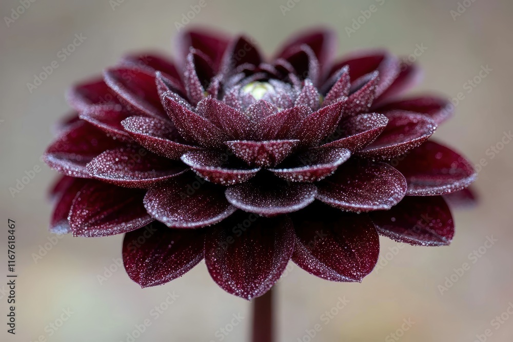 Fototapeta premium 美しい紫色の花が朝露を浴びて輝く瞬間を捉えた