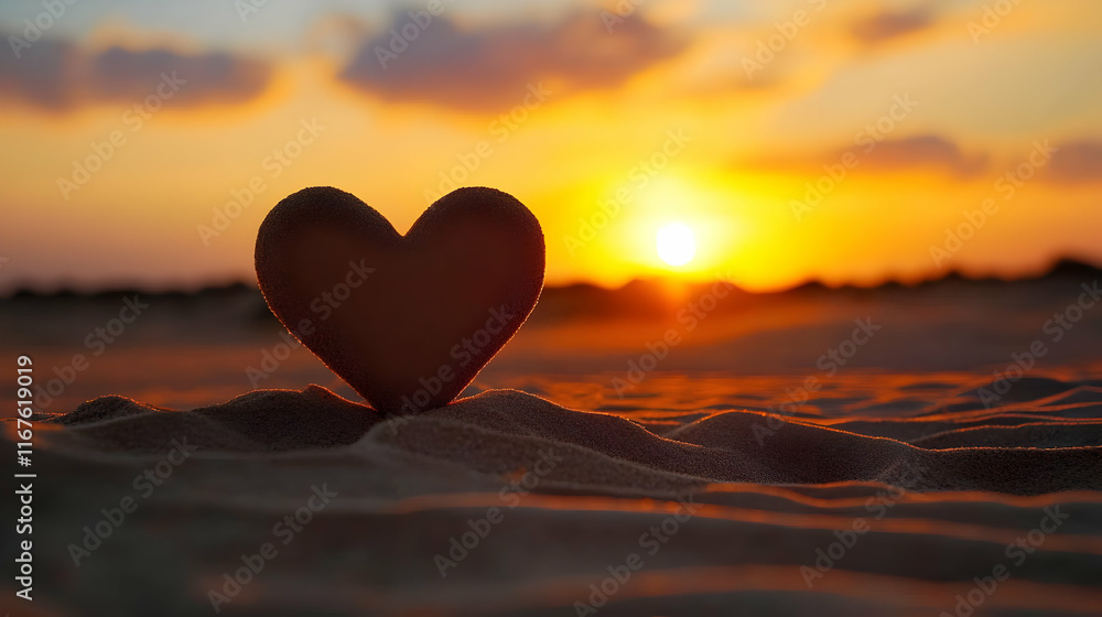 Fototapeta premium heart with sunset background valentine day 14th February 2025 with rose flower gift love and heart affair romance and romantic
