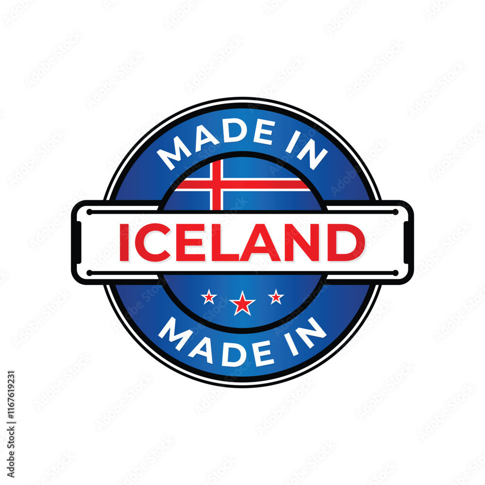 Made in Iceland label icon emblem isolated on white background Made in Iceland label icon emblem isolated on white background