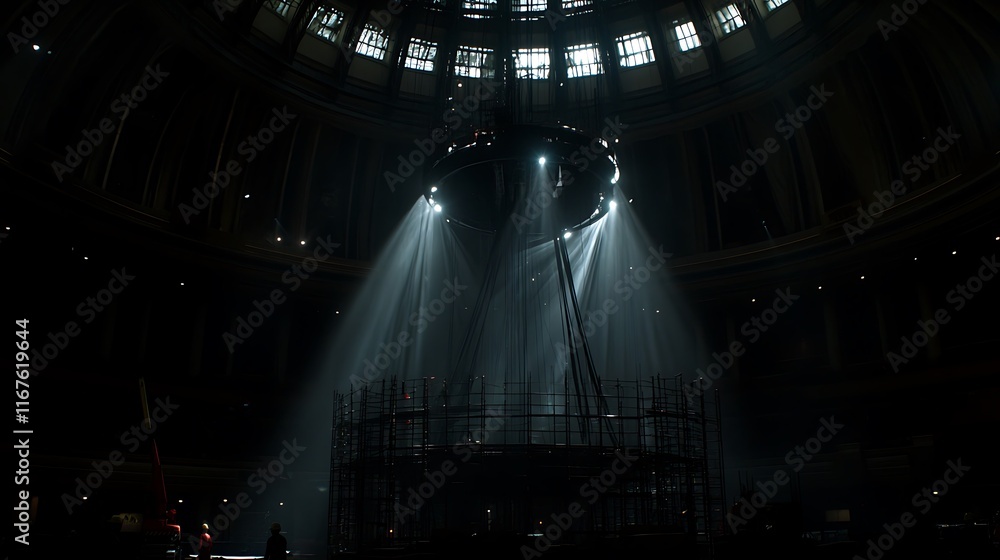 Light Beams Illuminate Construction Inside Grand Dome Light Beams Illuminate Construction Inside Grand Dome