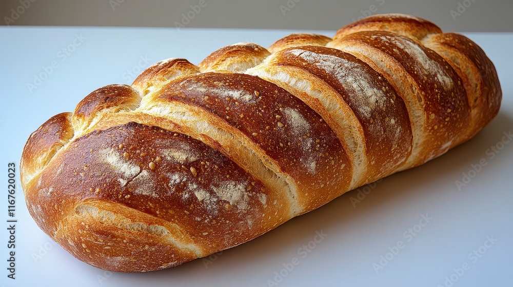 Crusty artisan loaf of bread on white background. Crusty artisan loaf of bread on white background.