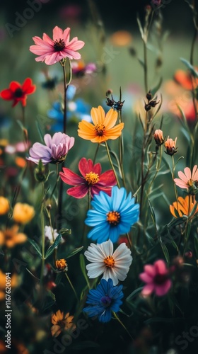 Colorful wildflowers blooming in a vibrant meadow during daylight