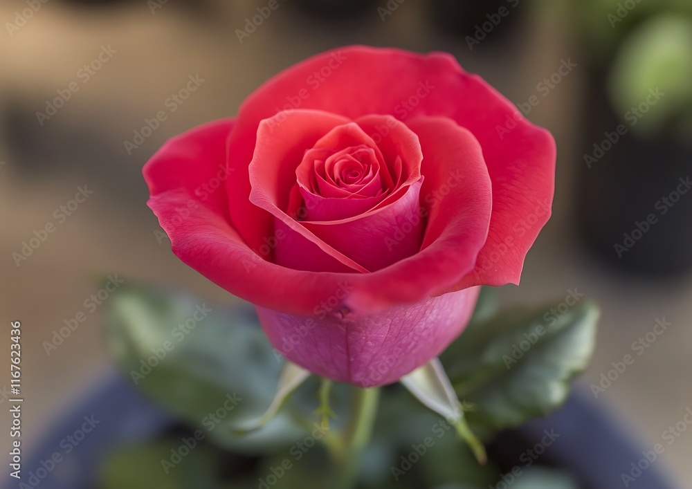 Vibrant red rose bloom, close-up. Vibrant red rose bloom, close-up.
