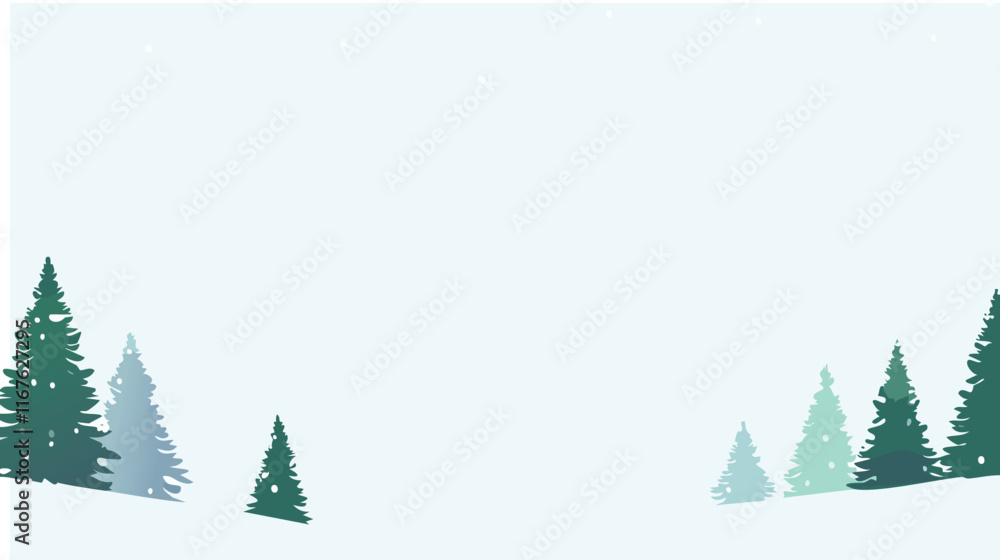 Obraz premium Winter scene minimalistic background vector illustration. Wallpaper in soft pastel colors.