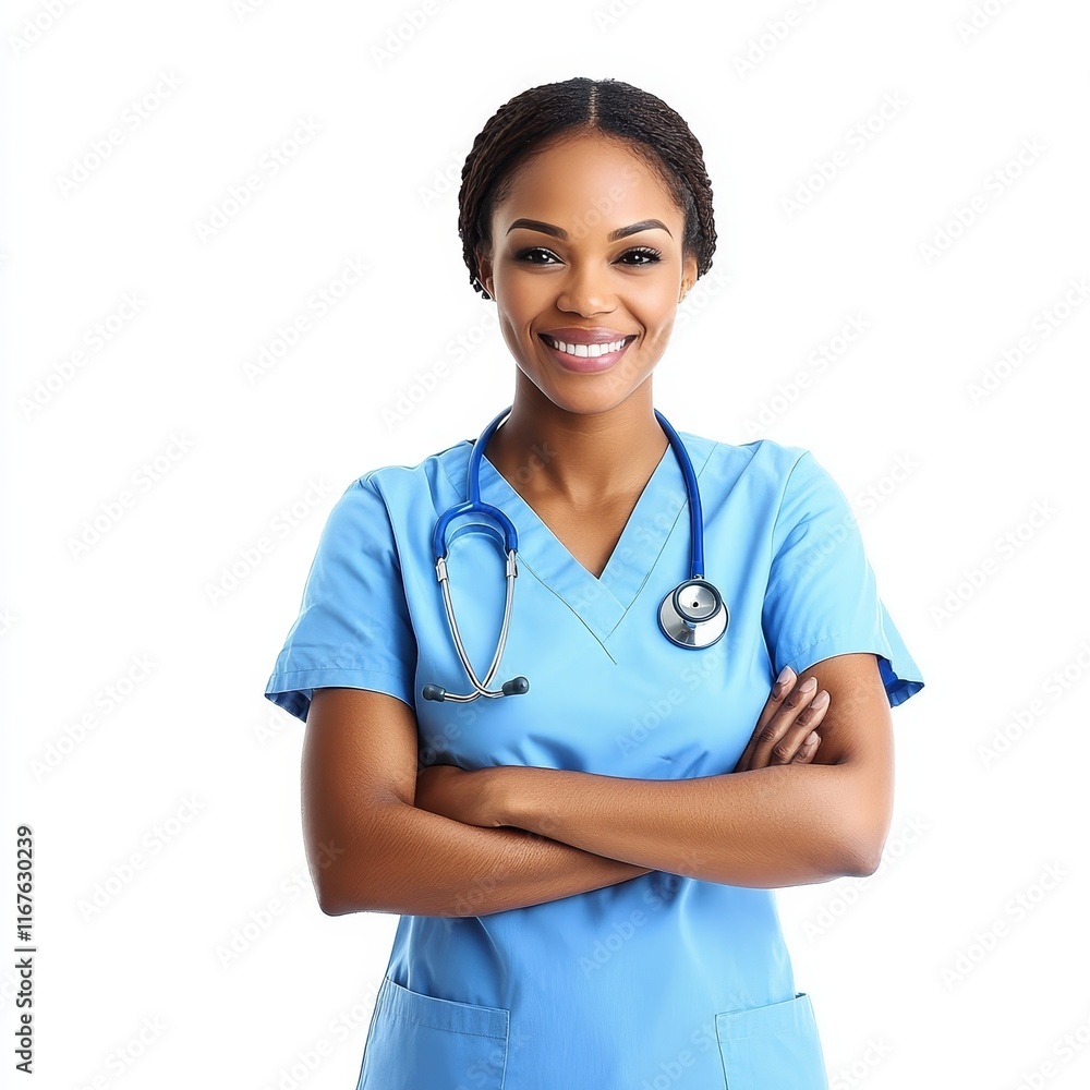Portrait of African American Nurse, Healthcare Professional, Medical Worker, Compassionate Caregiver, Medical Concept, Health and Wellness Portrait of African American Nurse, Healthcare Professional, Medical Worker, Compassionate Caregiver, Medical Concept, Health and Wellness