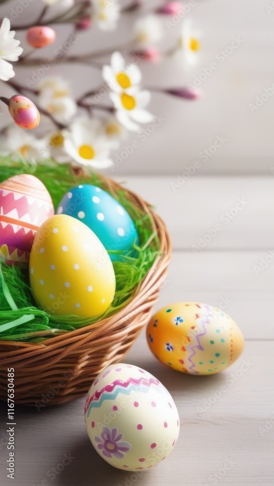 easter eggs in a basket easter eggs in a basket
