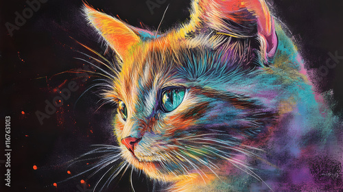 
cat pastelpainting photo