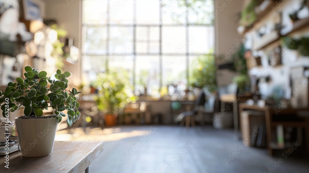 Serene Plant in a Sunlit Boho Interior Serene Plant in a Sunlit Boho Interior