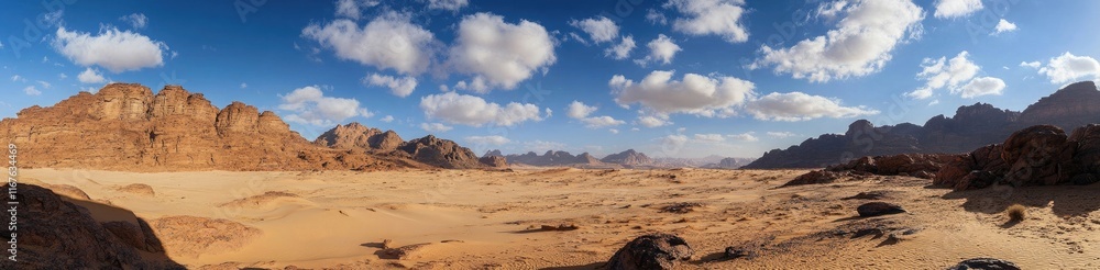 Panoramic view of the desert dunes in Saudi Arabia Panoramic view of the desert dunes in Saudi Arabia