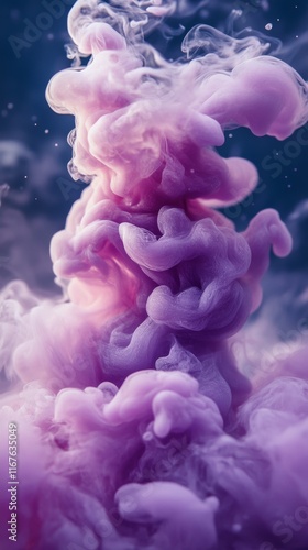 Colorful smoke formation in shades of purple against a dark background