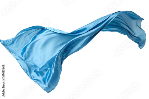 Blue silk fabric fluttering in the wind isolated on the transparent background