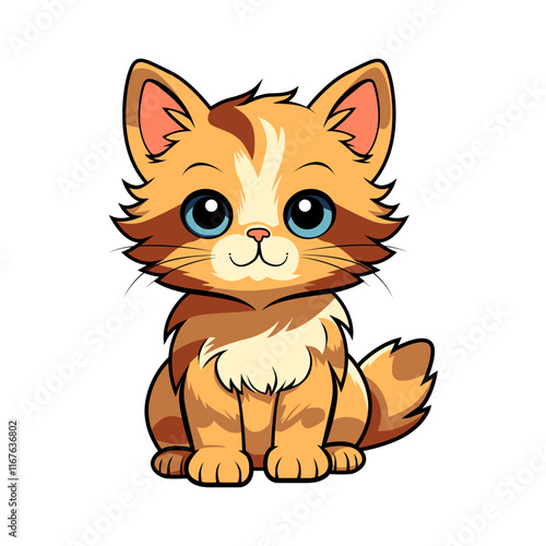 Cat vector illustration of a small orange kitten