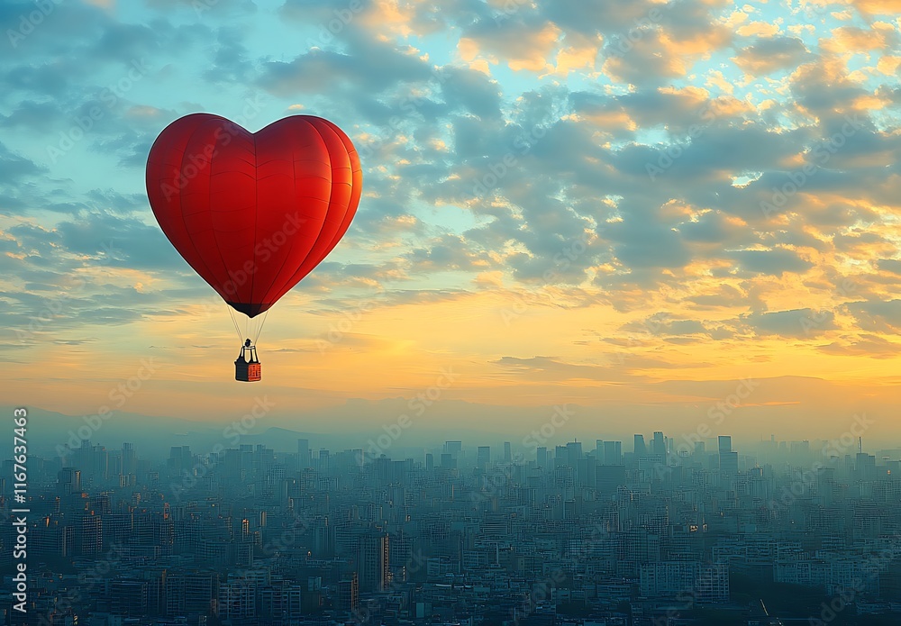 Fototapeta premium Heart-Shaped Hot Air Balloon