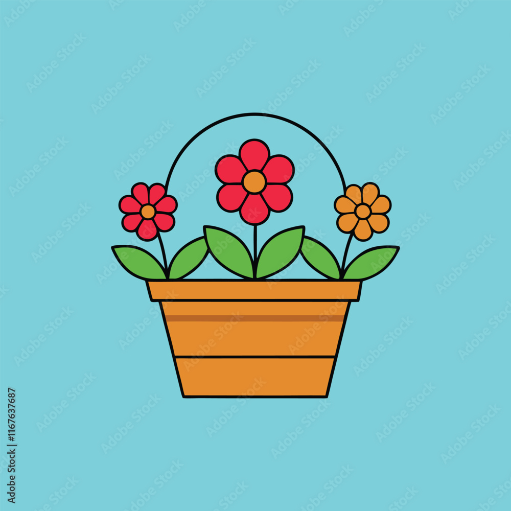 a basket of fresh flowers symbolizing beauty vector illustration a basket of fresh flowers symbolizing beauty vector illustration
