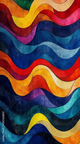 Colorful abstract waves create a vibrant and dynamic visual experience in mod...