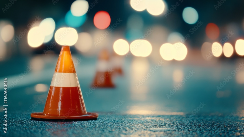 Traffic Safety Cone in Dim Outdoor Light Traffic Safety Cone in Dim Outdoor Light