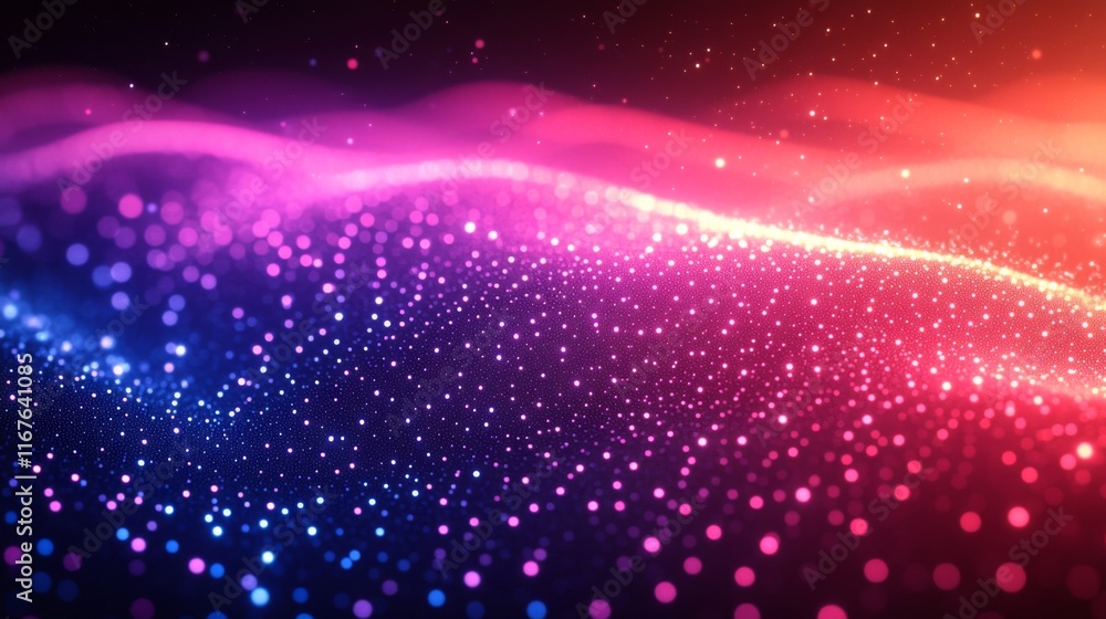 Fototapeta premium Abstract Cosmic Nebula: Pink, Purple, and Blue Glitter Wave