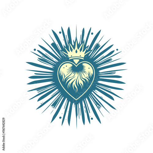 Sacred heart of Jesus Christ Vector Christian religious Illustration