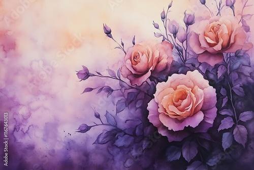 soft pastel watercolor wash in peach and lavender tones 