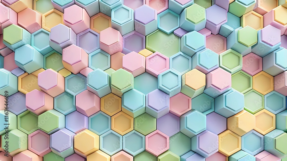 Intricate Interlocking Hexagonal Puzzle Design with Pastel Colors for Modern Art and Geometric Decor Intricate Interlocking Hexagonal Puzzle Design with Pastel Colors for Modern Art and Geometric Decor