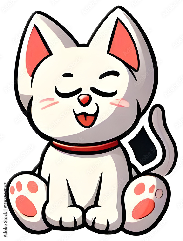 Adorable white cat sticking out tongue cartoon illustration Adorable white cat sticking out tongue cartoon illustration