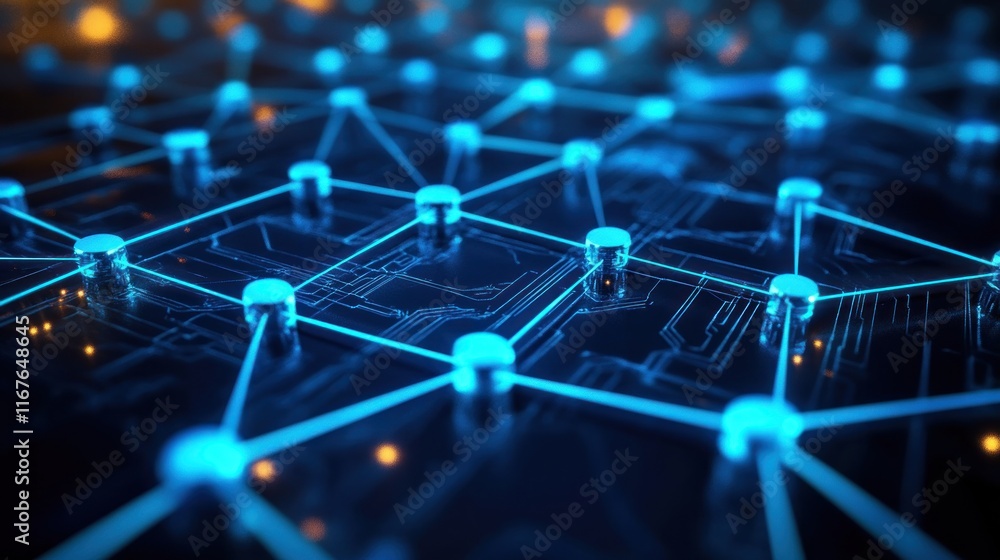 Abstract network connection on circuit board. Abstract network connection on circuit board.