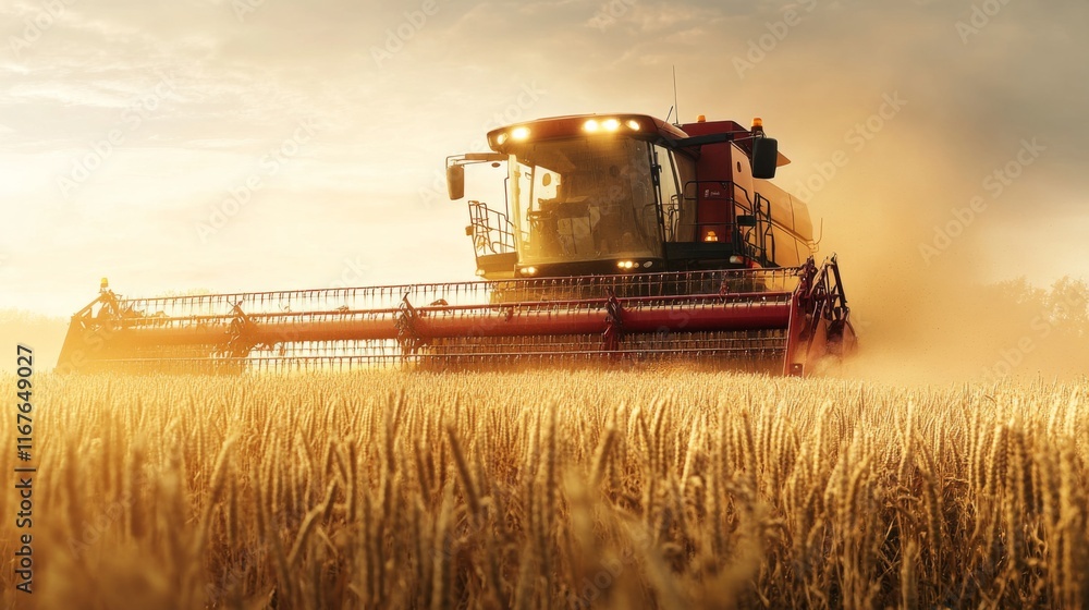 Fototapeta premium Innovative Harvesting Machine in Warm Overcast Lighting