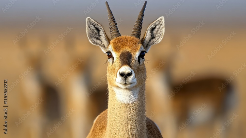 Obraz premium Majestic antelope gazing at the camera african savanna wildlife photography natural habitat close-up perspective